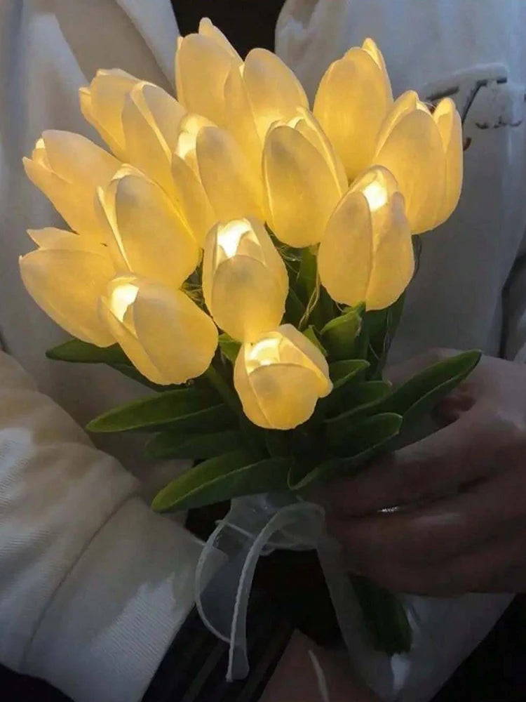 LED Tulip Bouquet Night Light - 5/10pcs Realistic Artificial Flowers