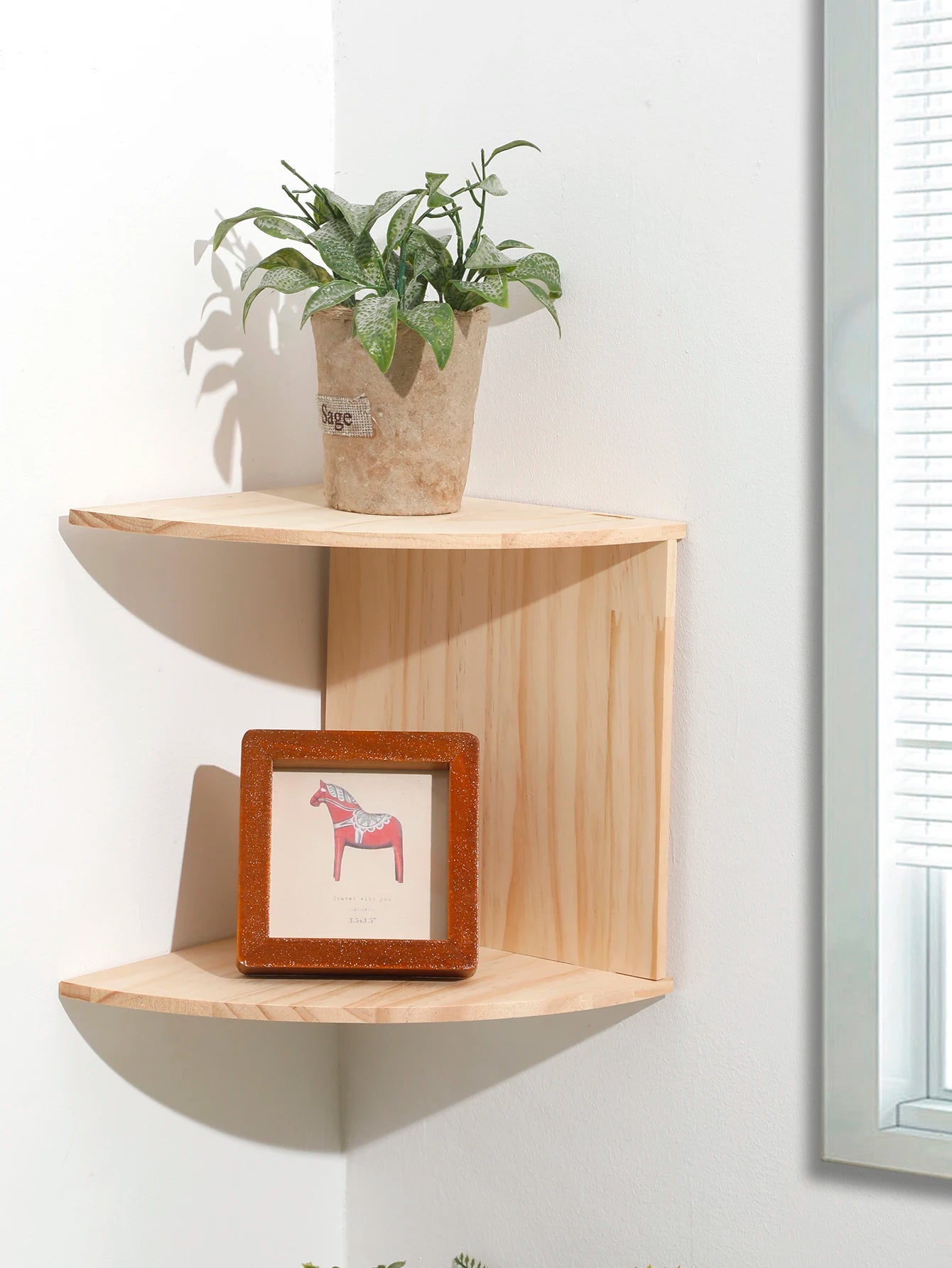 Wooden Corner Floating Shelf – Space-Saving Wall Storage