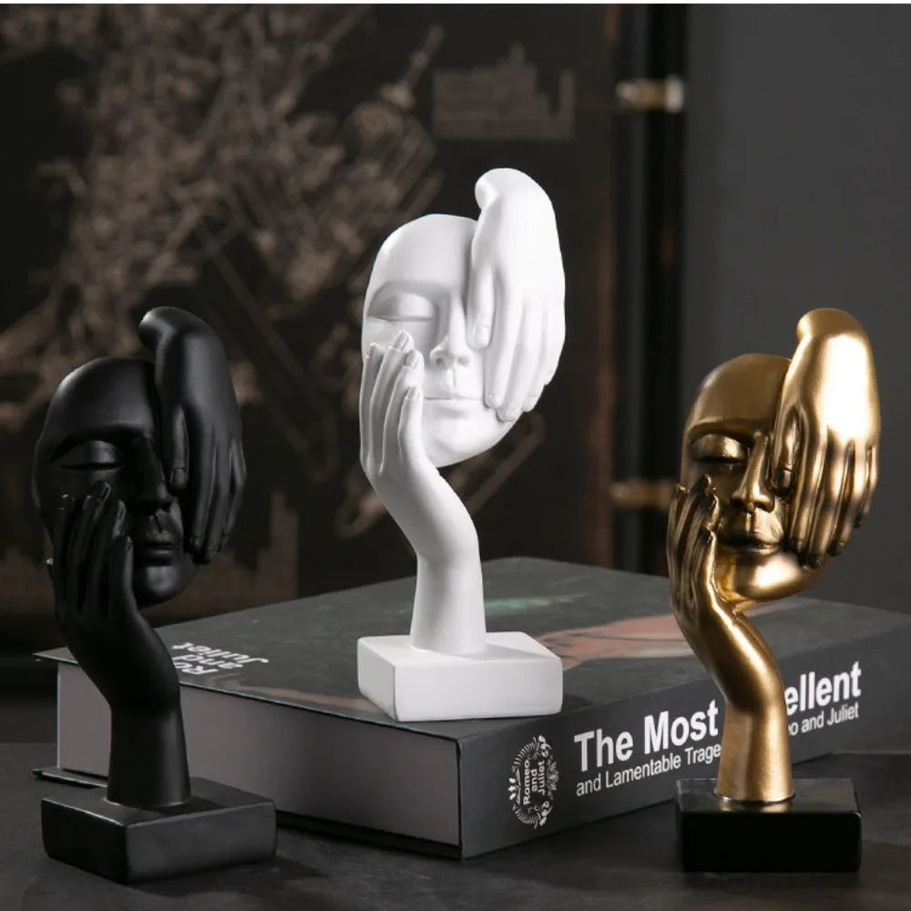 Nordic Light Luxury Resin Abstract Statue - Modern Face Character Figurine