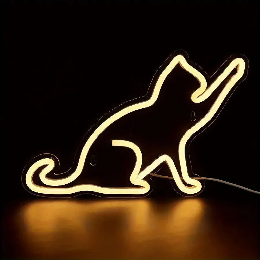 Anime Cat & Moon Neon Sign - Whimsical LED Wall Light