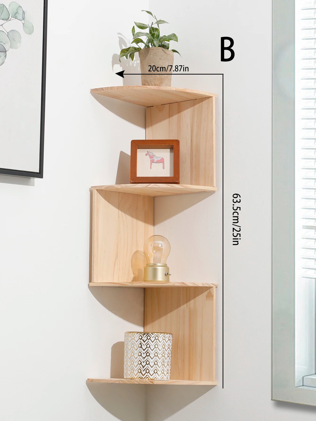 Wooden Corner Floating Shelf – Space-Saving Wall Storage