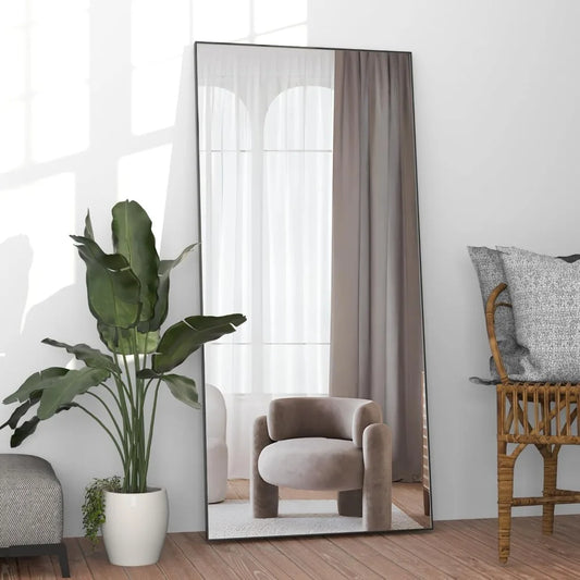 65x24 Full-Length Mirror - Sleek Black Frame, Versatile Placement