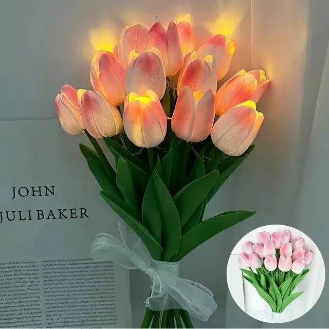 LED Tulip Bouquet Night Light - 5/10pcs Realistic Artificial Flowers