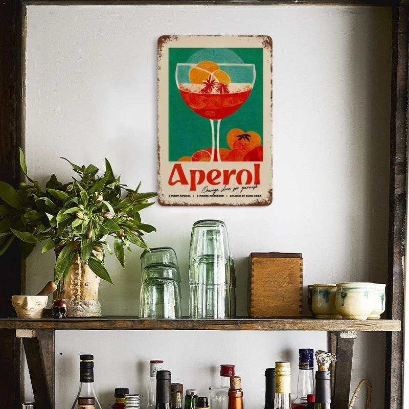 Vintage Cocktail & Fruit Juice Metal Tin Signs – Retro Bar Decor