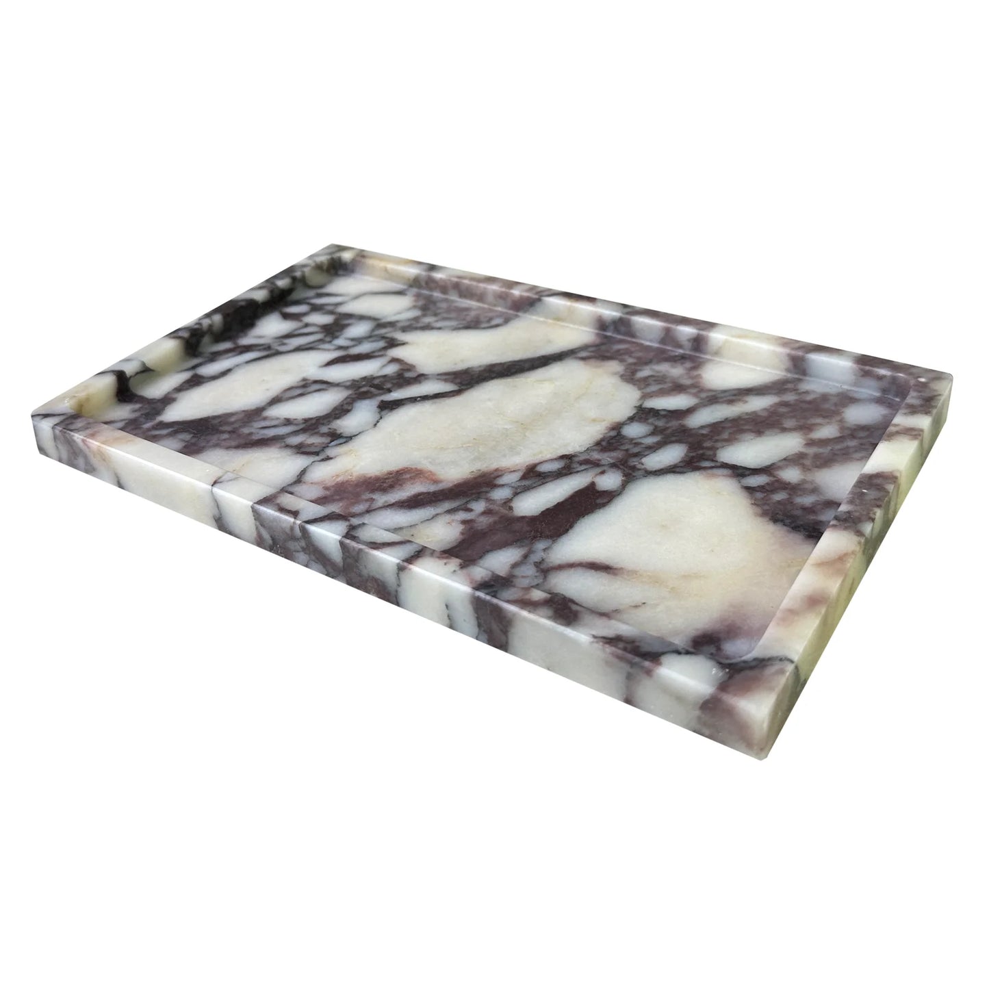 Natural Marble Vanity Tray - Elegant Calacatta Viola Organizer