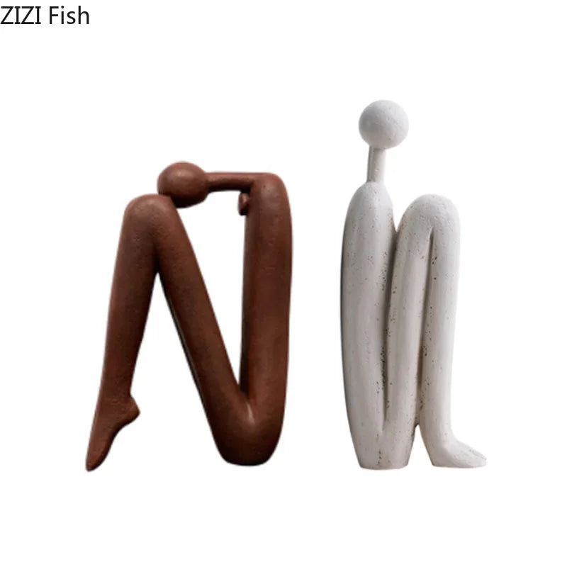 Minimalist Character Resin Sculpture - Modern Abstract Home Decor