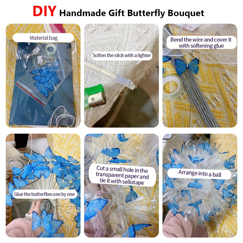 DIY Butterfly Bouquet Kit with LED Lights - 3 Color Options