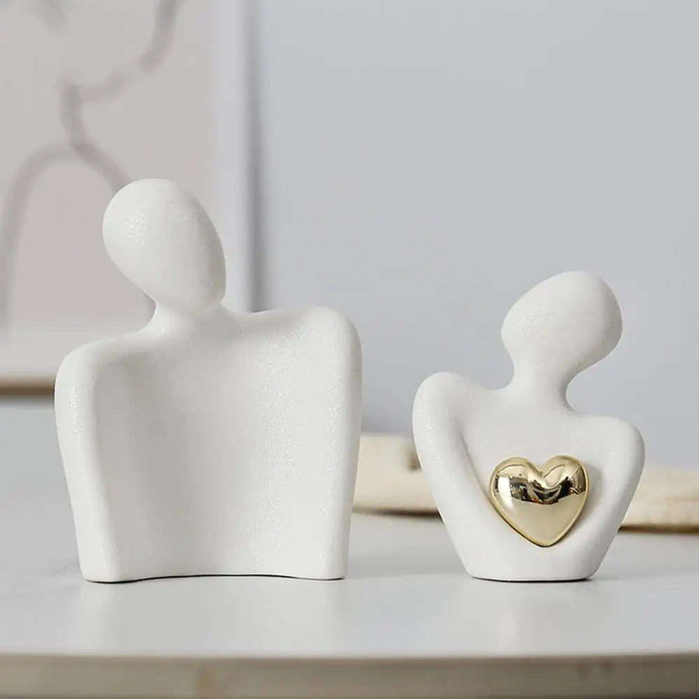 Nordic Decorative Abstract Couple Statue - Modern Ceramic Home Sculpture