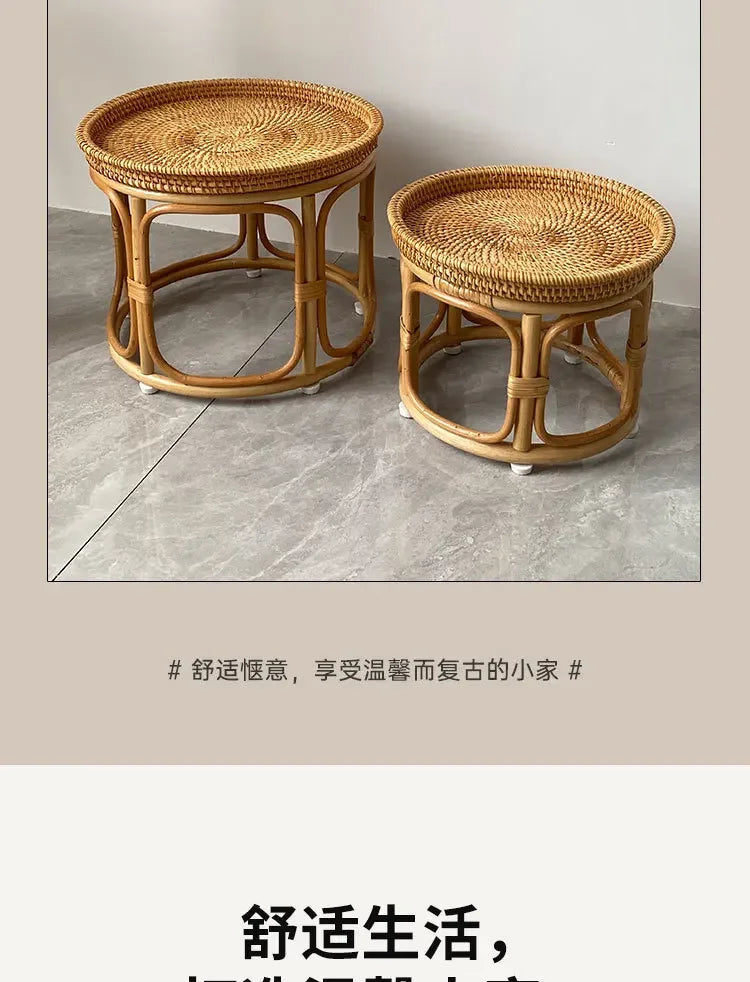 Creative Handmade Rattan Weaving Characteristics Retro Storage Home Tea Table Afternoon Tea Pastries Food Storage Furniture Hot