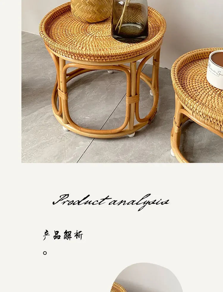 Creative Handmade Rattan Weaving Characteristics Retro Storage Home Tea Table Afternoon Tea Pastries Food Storage Furniture Hot