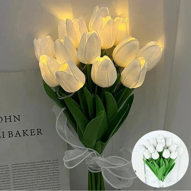 LED Tulip Bouquet Night Light - 5/10pcs Realistic Artificial Flowers