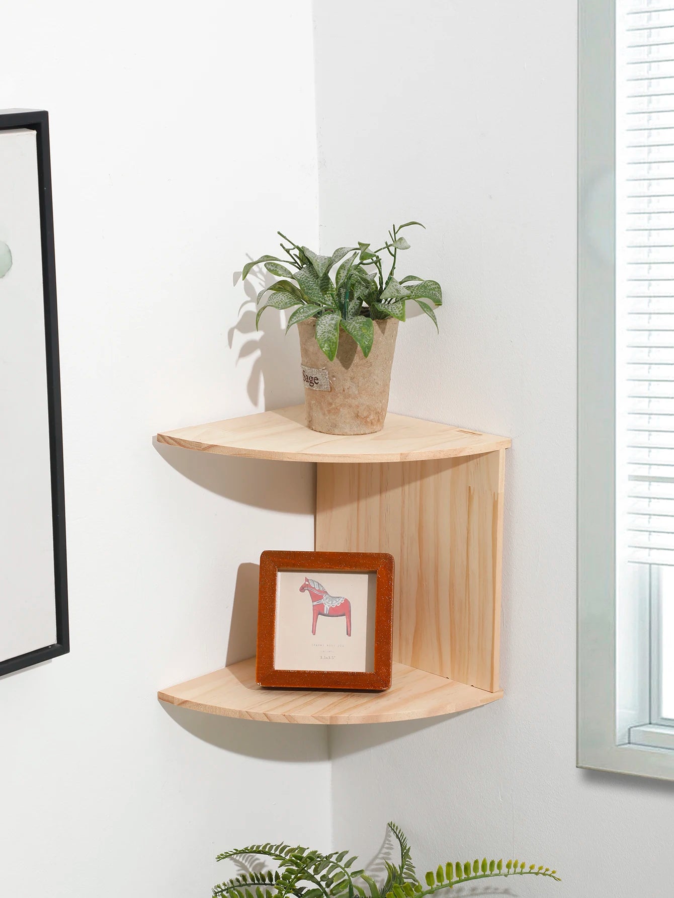 Wooden Corner Floating Shelf – Space-Saving Wall Storage