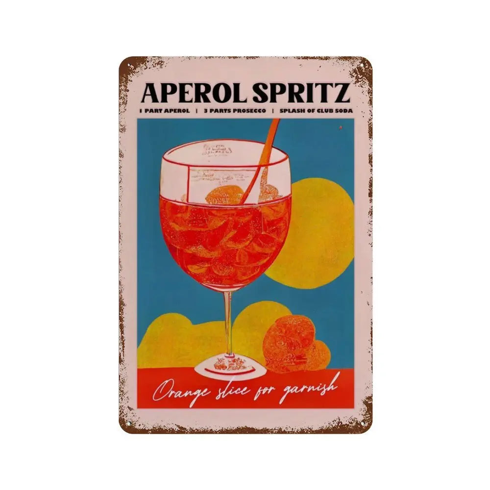 Vintage Cocktail & Fruit Juice Metal Tin Signs – Retro Bar Decor