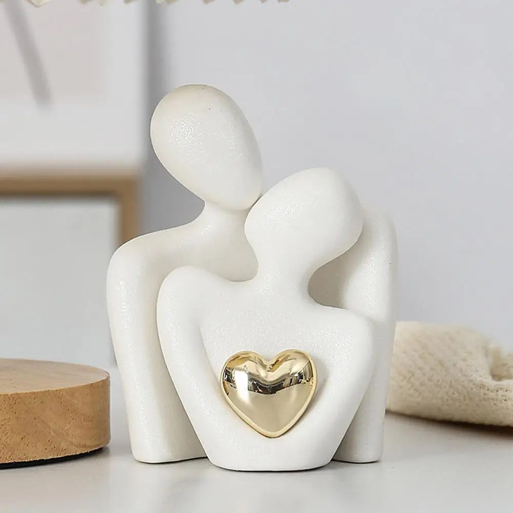 Nordic Decorative Abstract Couple Statue - Modern Ceramic Home Sculpture